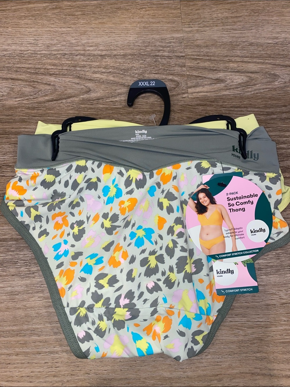 Kindly Women's 2-Pack Sustainable So Comfy Thong - Multicolor Floral